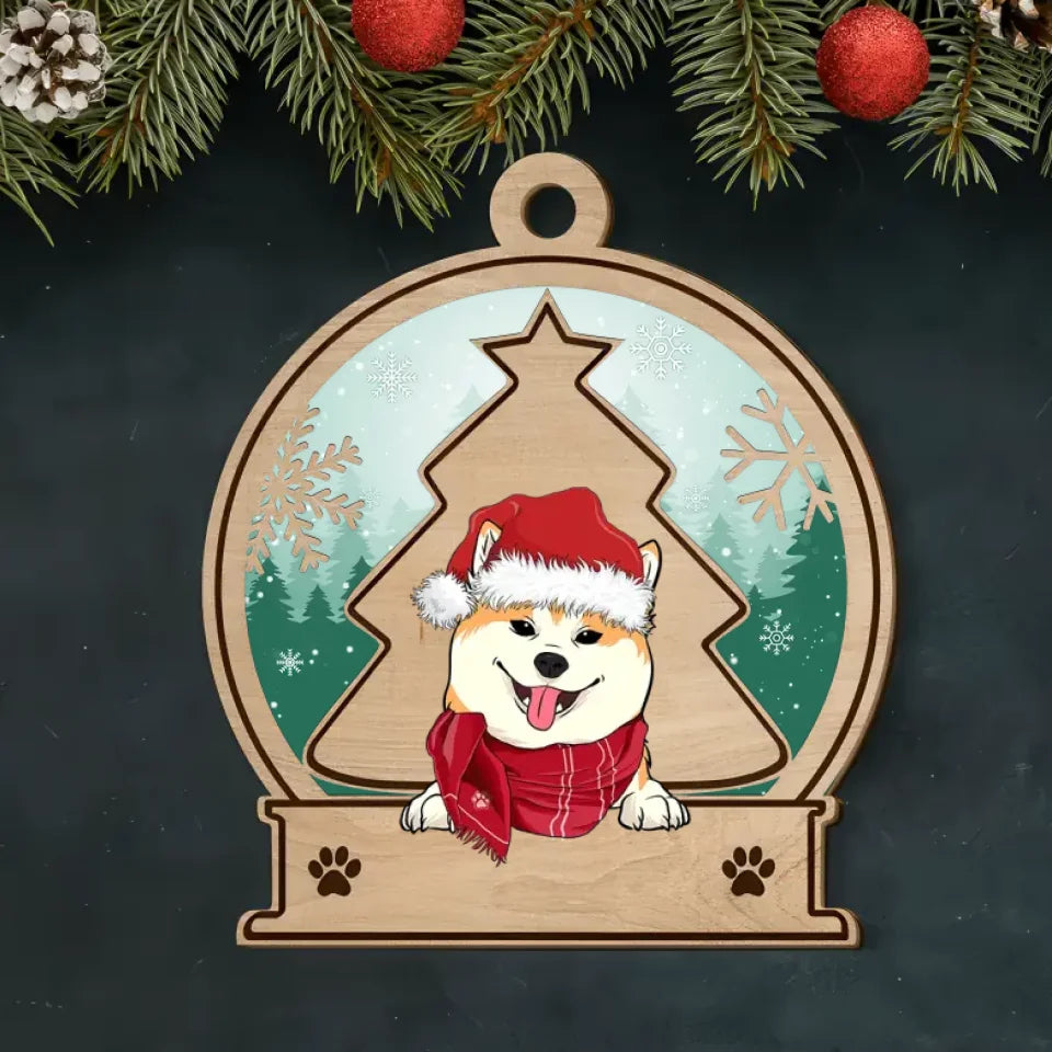 Dog Snowball Ornament - Personalized Custom 2-Layered Wood Ornament - Ornament - Gift for Family - OR026