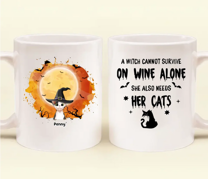 Custom Personalized Halloween Cats Coffee Mug - Upto 3 Cats - Love The Smell Of Coffee And Witchcraft - Gift for Family - MG016