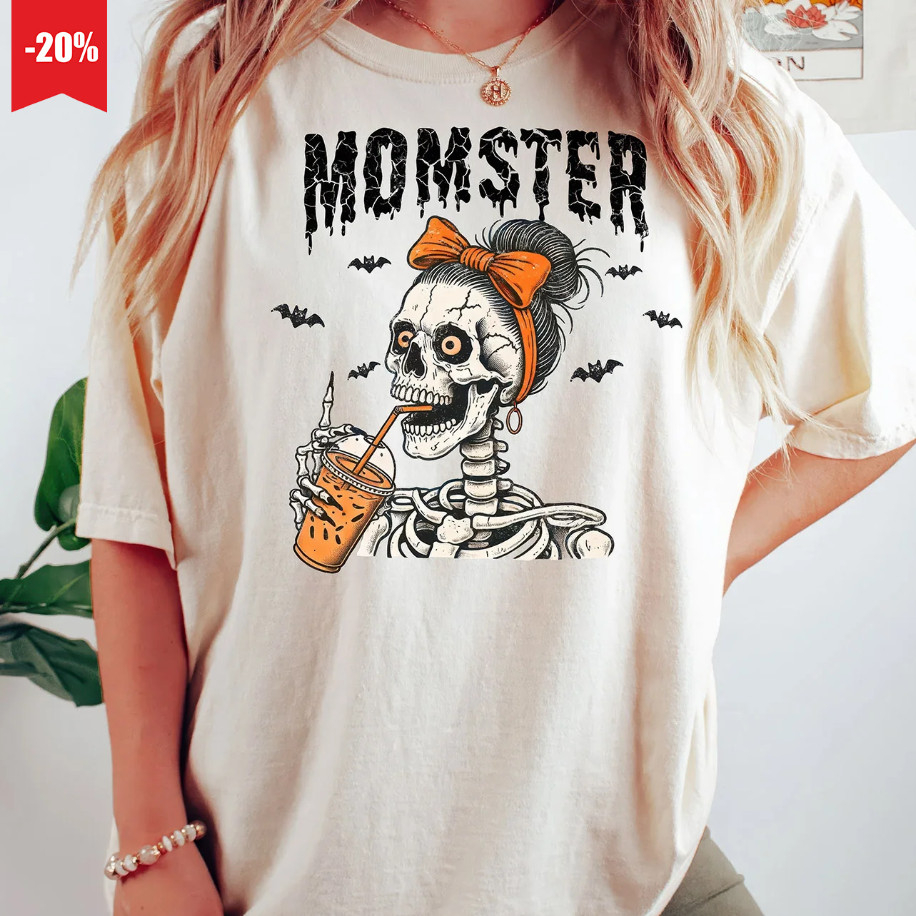 Momster Skeleton Mom Halloween Comfort Color T-Shirt, Funny Mama Halloween Shirt, Mom Spooky Season Coffee Lover Fall Tee, Gift For Mothers - Sweatshirt - Gift for Family - TS047