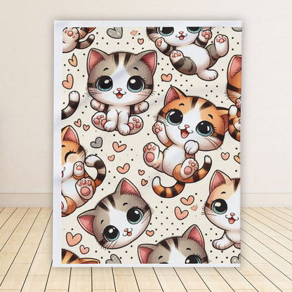 Fleece Blanket I Kitten Blanket I Cute kitten I Soft Kitten kids throw I Kids cartoon blanket I Cute kitten throw I Comfy kids blanket - Blanket - Gift for Family - BL006