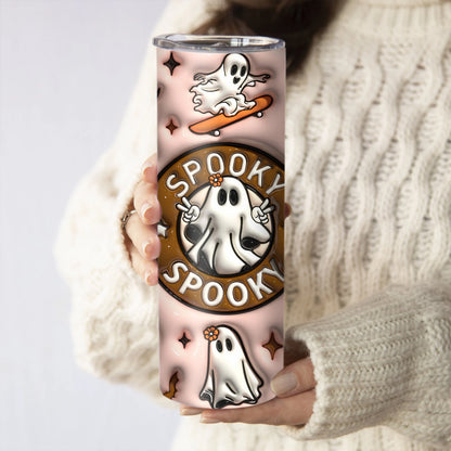 Spooky Ghost Coffee Tumbler, Halloween 20oz, Double Wall Tumbler, Custom Coffee Tumbler, Drinkware, Spooky Season, Coffee Lover Gift - Tumbler - Gift for Family - TL009