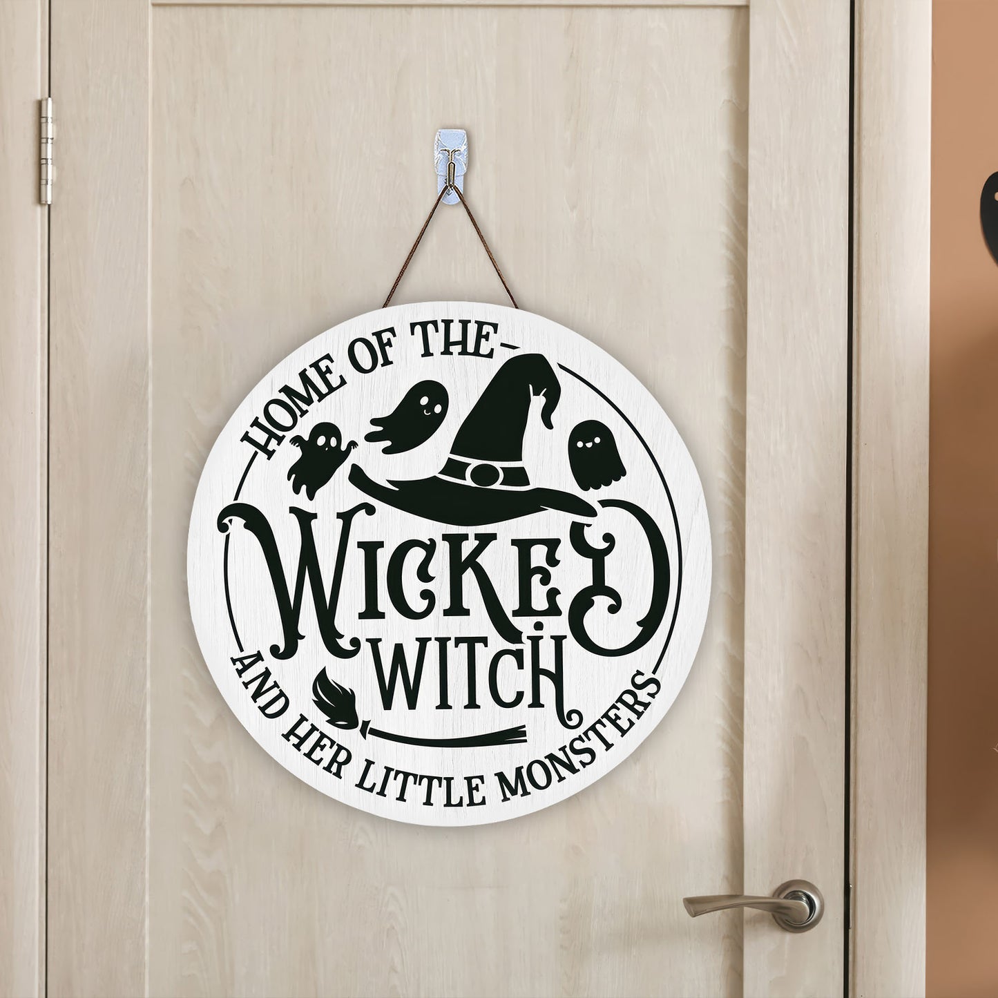 Home of The Wicked Witch Sign,Halloween Door Sign, Witch, Round Witch Sign, Witchcraft, Fall - WoodSign - Gift for Family - WS015