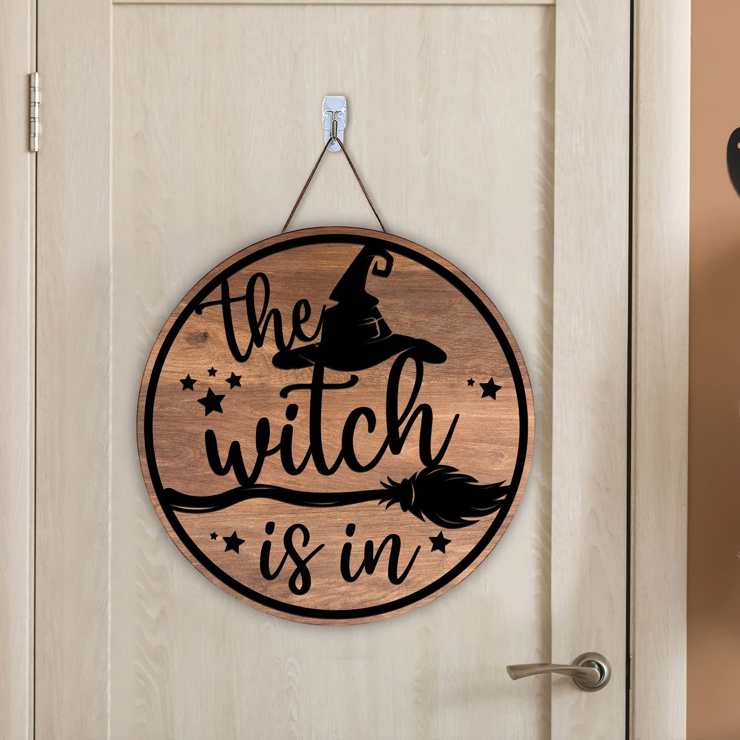 The Witch Is In Laser, Halloween Glowforge, Halloween Door Sign, Glowforge , Laser Cut - WoodSign - Gift for Family - WS016