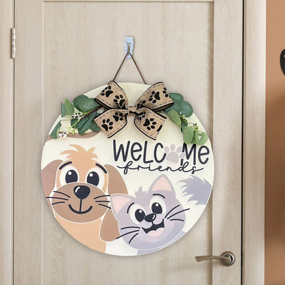 Pet Sign, Dog Sign, Cat Sign, Welcome Pet Sign, Dog Door Sign, Cat Door Sign, Welcome Friends Door Sign, Pet Door Sign - WoodSign - Gift for Family - WS024