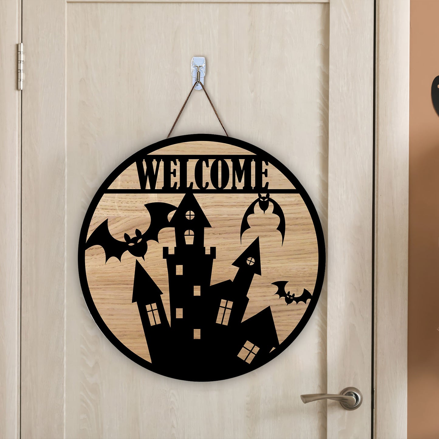 Welcome Castle Halloween Door Sign, Halloween Laser Cut , Laser Artwork, Wood Cutting - WoodSign - Gift for Family - WS017