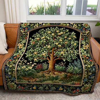 Tree Of Life Woven Blanket, William Morris Inspired Throw Botanical Tapestry Medieval Aesthetic Nordic Tapestry Renaissance Room Decor - Blanket - Gift for Family - BL011