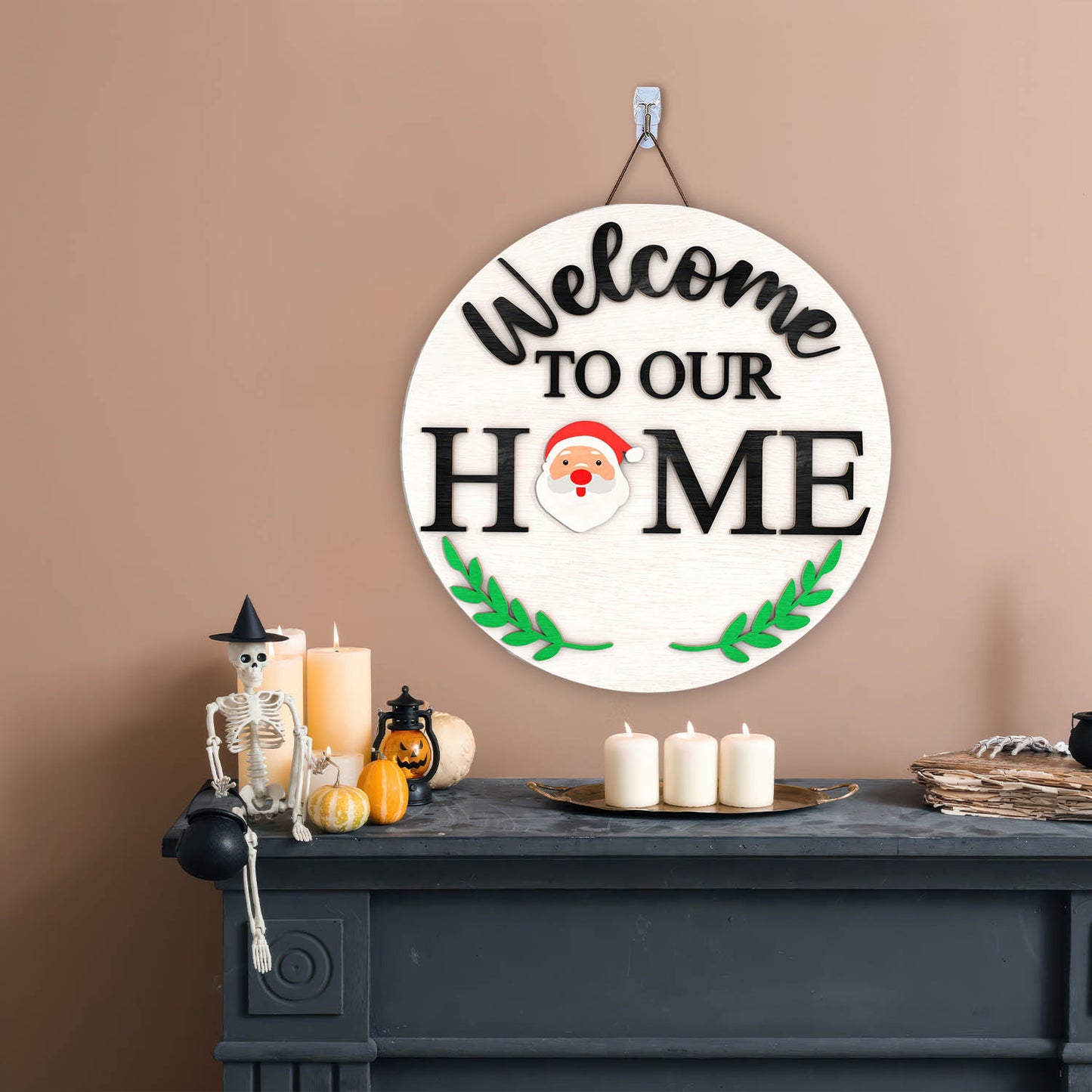 Interchangeable Door Round Signs ,Seasonal Welcome Signs ,Seasonal Home Decor,Round Door Hanger ,Glowforge - WoodSign - Gift for Family - WS028