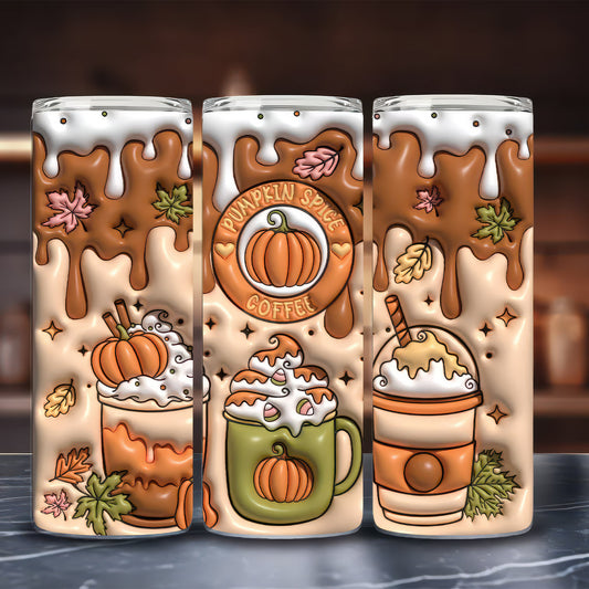 3D Inflated Pumpkin Spice Sublimation Tumbler, Pumpkin Spice Tumbler, Cute 3D Pumpkin Spice Tumbler, Inflated Pumpkin Spice Tumbler, Autumn - Tumbler - Gift for Family - TL015