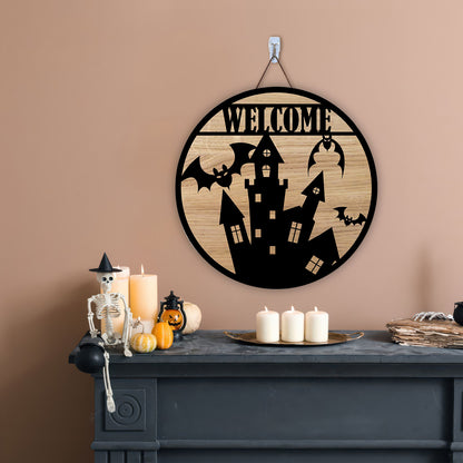 Welcome Castle Halloween Door Sign, Halloween Laser Cut , Laser Artwork, Wood Cutting - WoodSign - Gift for Family - WS017