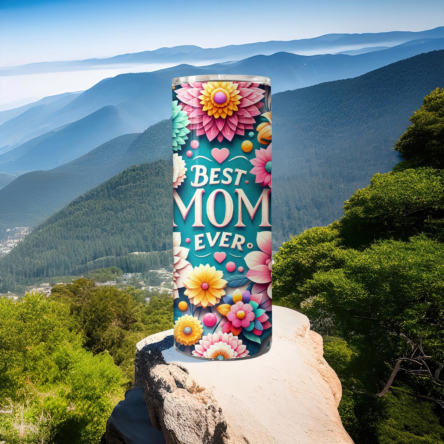 3D Best Mom Ever 20 oz Skinny Tumbler, Mother's Day Tumbler, Mom Tumbler, Best Mom - Tumbler - Gift for Family - TL027