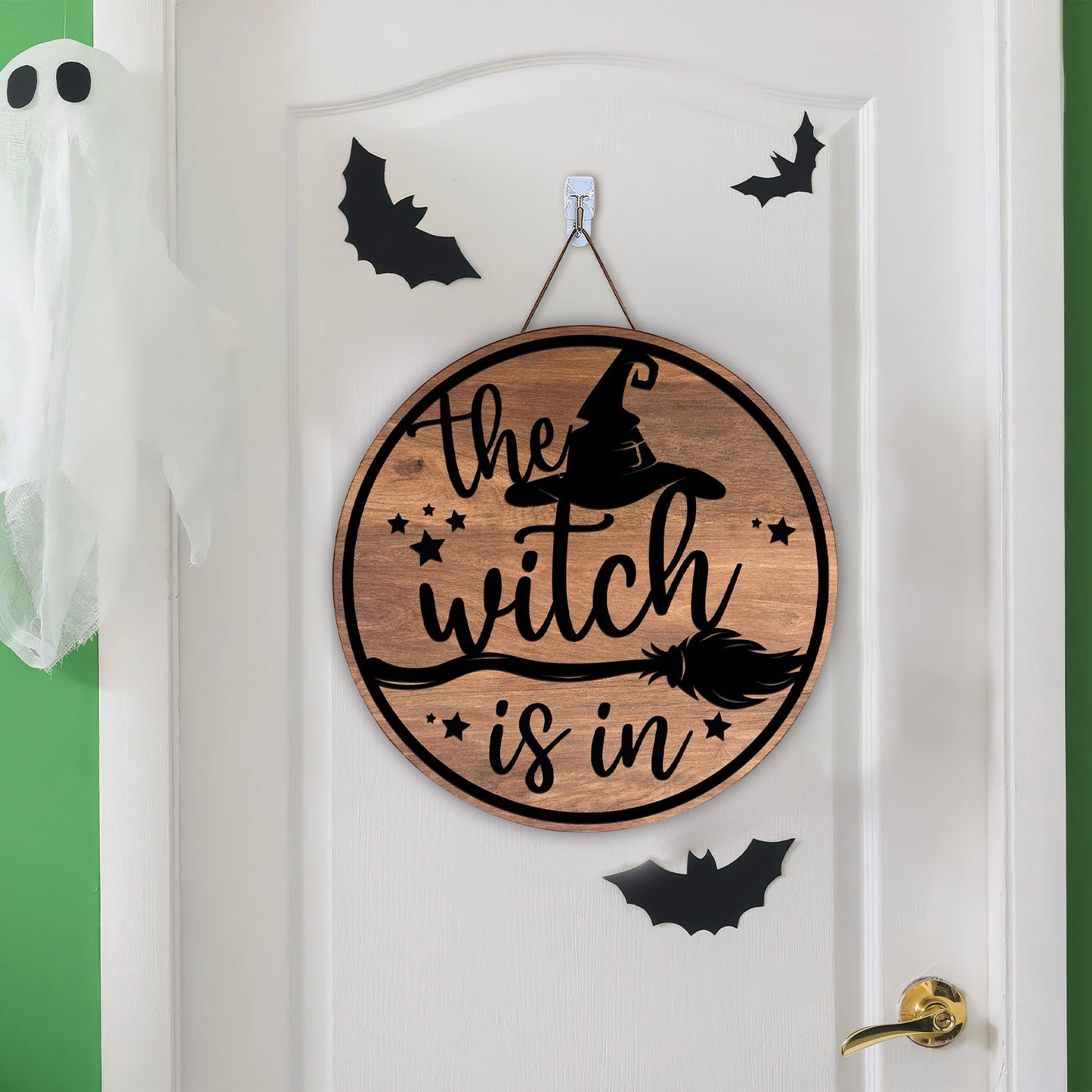 The Witch Is In Laser, Halloween Glowforge, Halloween Door Sign, Glowforge , Laser Cut - WoodSign - Gift for Family - WS016