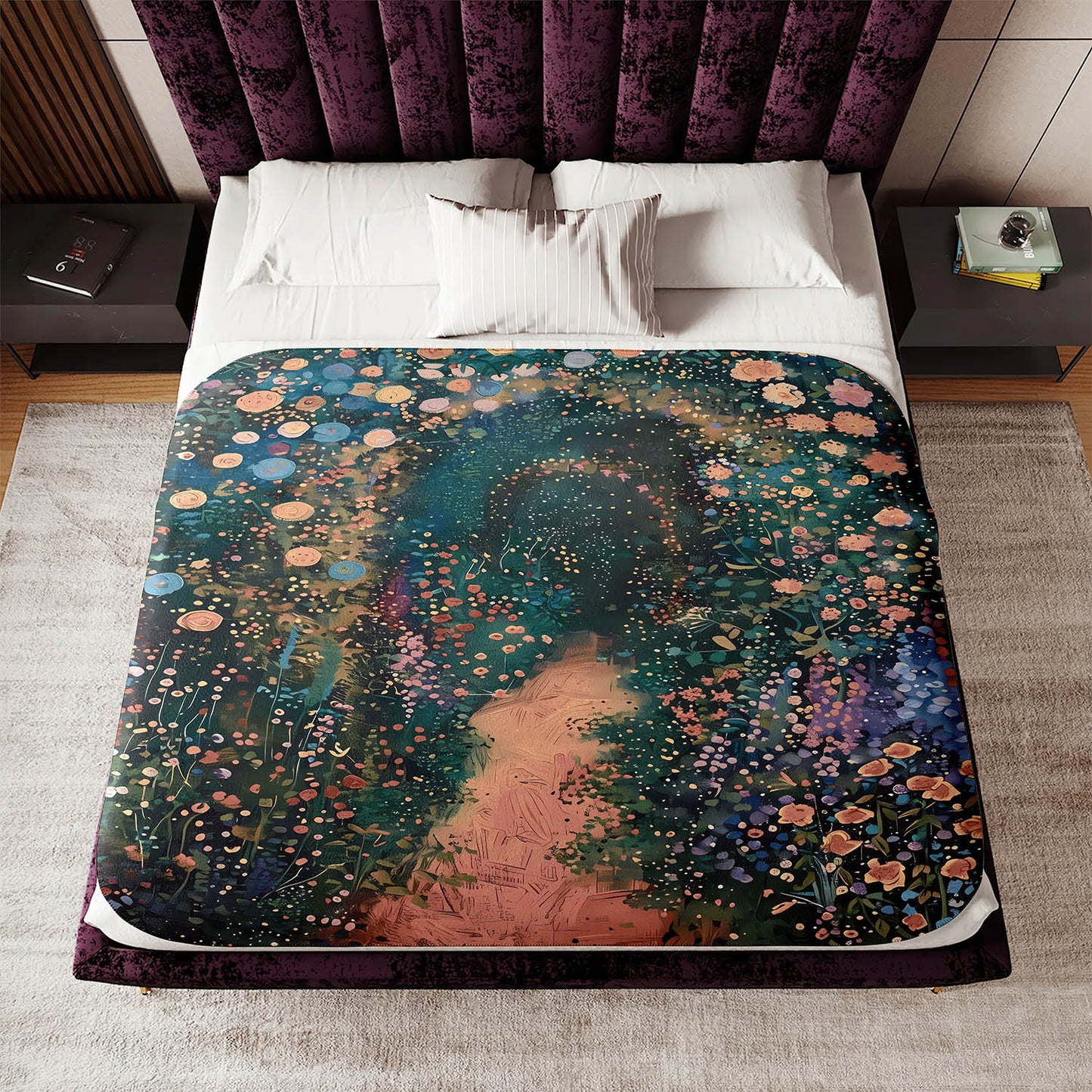 Botanical Trail Woven Blanket: Dark Fairycore Woodland Tapestry, Victorian Gothic Aesthetic for Botanical Fairy Decor and Dark Woodland Vibe - Blanket - Gift for Family - BL024