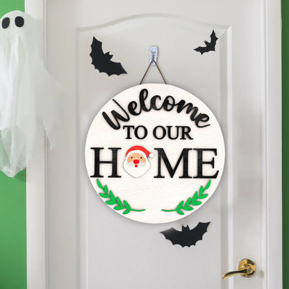 Interchangeable Door Round Signs ,Seasonal Welcome Signs ,Seasonal Home Decor,Round Door Hanger ,Glowforge - WoodSign - Gift for Family - WS028