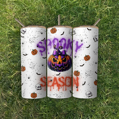 Halloween Tumbler, Spooky Season 20oz Tumbler  Pumpkin Tumbler, Retro Halloween Tumbler - Gift for Family - TL002