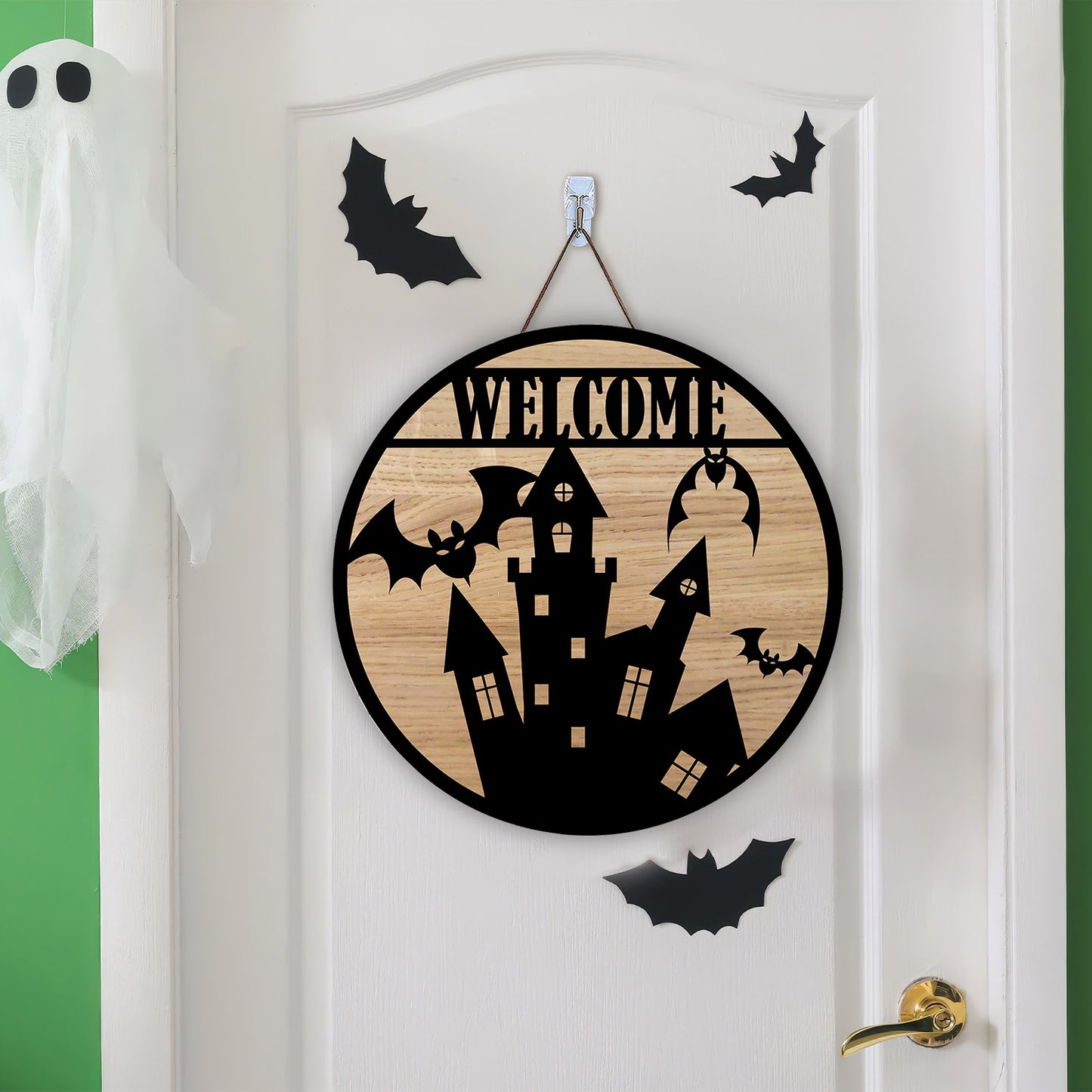 Welcome Castle Halloween Door Sign, Halloween Laser Cut , Laser Artwork, Wood Cutting - WoodSign - Gift for Family - WS017