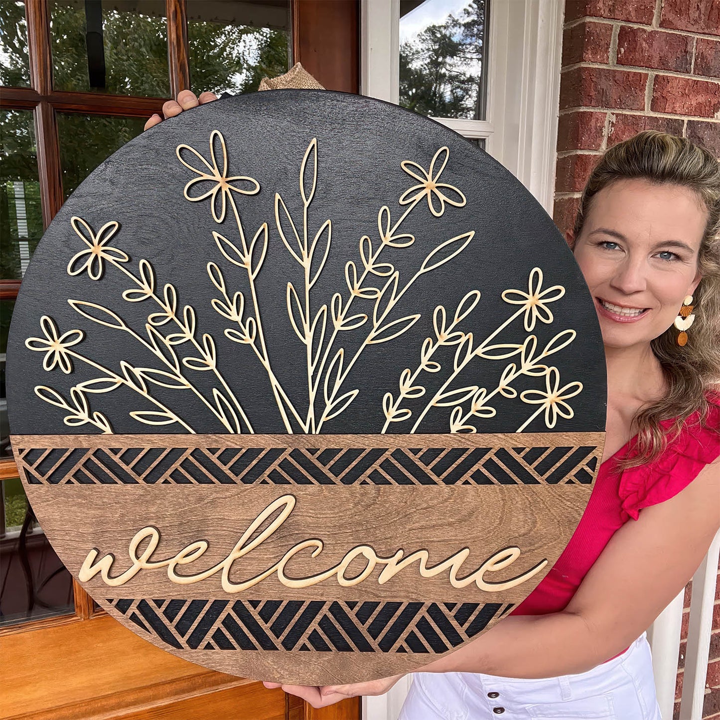 Wooden Welcome Door Hanger, Front Door Decor, Front Door Sign, Newlyweds, Engagement gift - WoodSign - Gift for Family - WS027