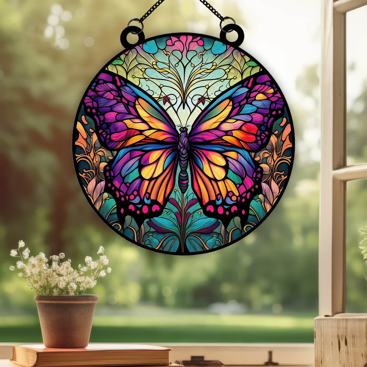 Butterfly Stained Glass Effect Acrylic Suncatcher, Colourful, Bright, Window Hanging, Wall Decor, Garden Craft, Unique Gift - Suncatcher - Gift for Family - SC001