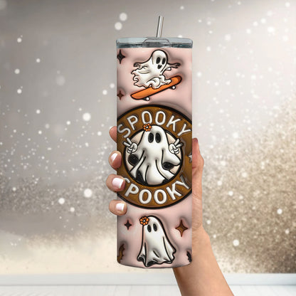 Spooky Ghost Coffee Tumbler, Halloween 20oz, Double Wall Tumbler, Custom Coffee Tumbler, Drinkware, Spooky Season, Coffee Lover Gift - Tumbler - Gift for Family - TL009