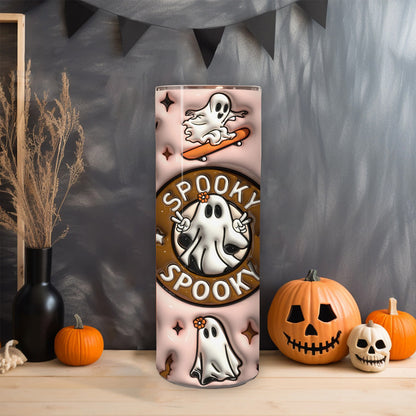 Spooky Ghost Coffee Tumbler, Halloween 20oz, Double Wall Tumbler, Custom Coffee Tumbler, Drinkware, Spooky Season, Coffee Lover Gift - Tumbler - Gift for Family - TL009