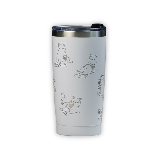 Cute Cats Drinking Wine Engraved  20oz Fat Tumbler, 20oz Cats Engraved Tumbler, Cute Cats Drinking YETI Tumbler, Laser Engraved 360 -Fat Tumbler - Gift for Family - FTL021