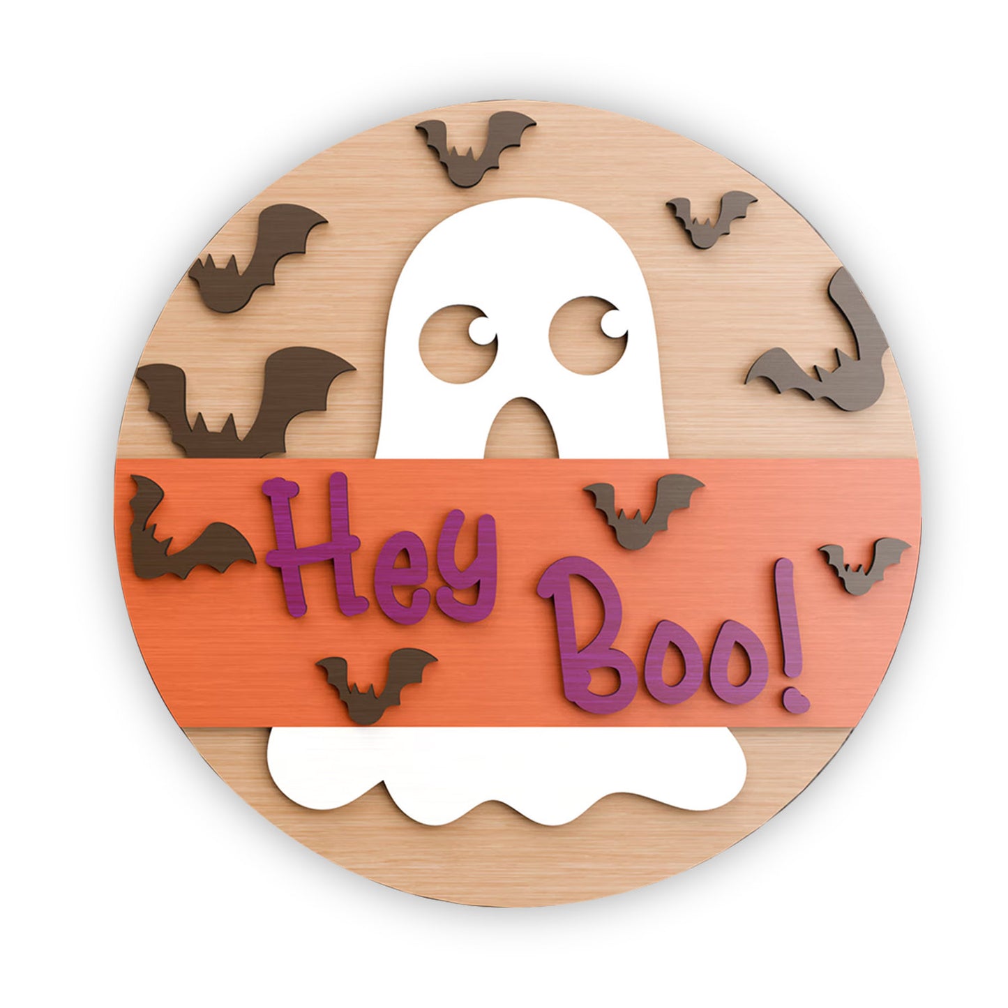 Hey Boo Door hanger, laser cut, Ghost door hanger Halloween door sign, Front door sign, Glowforge - WoodSign - Gift for Family - WS014