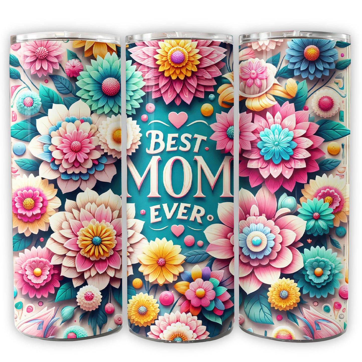 3D Best Mom Ever 20 oz Skinny Tumbler, Mother's Day Tumbler, Mom Tumbler, Best Mom - Tumbler - Gift for Family - TL027