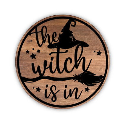 The Witch Is In Laser, Halloween Glowforge, Halloween Door Sign, Glowforge , Laser Cut - WoodSign - Gift for Family - WS016